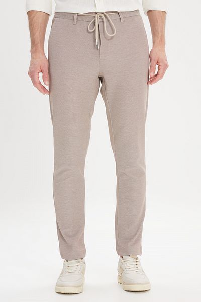 ALTINYILDIZ CLASSICS Ανδρικό παντελόνι Mink Comfort Fit Relaxed Cut με μοτίβο με τσέπες στο πλάι και ελαστική μέση