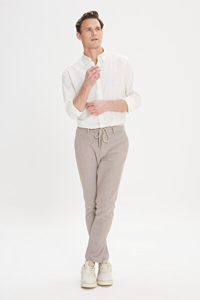 ALTINYILDIZ CLASSICS Ανδρικό παντελόνι Mink Comfort Fit Relaxed Cut με μοτίβο με τσέπες στο πλάι και ελαστική μέση