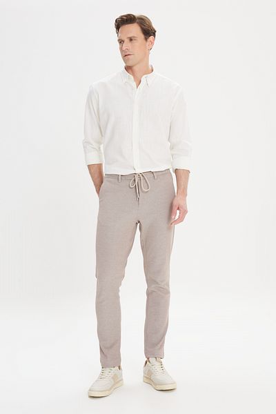 ALTINYILDIZ CLASSICS Ανδρικό παντελόνι Mink Comfort Fit Relaxed Cut με μοτίβο με τσέπες στο πλάι και ελαστική μέση