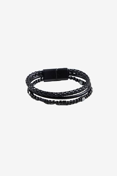 ALTINYILDIZ CLASSICS Men's Black Leather Bracelet