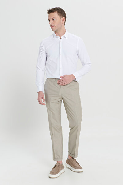 ALTINYILDIZ CLASSICS Чоловічі коричневі комфортні брюки вільного крою з боковими кишенями з візерунками та еластичним поясом