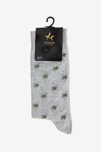ALTINYILDIZ CLASSICS Men's Grey-Green Patterned Cotton Casual Socks