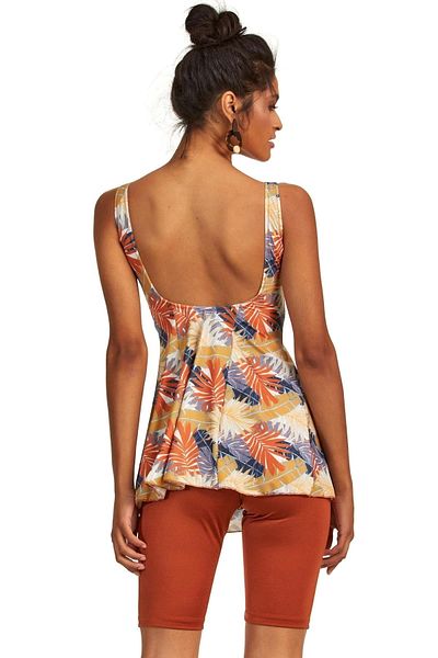 Argento Γυναικείο Tankini με μοτίβο σε φύλλα μισοκαλυμμένο καλσόν