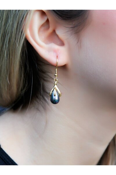 esha Doğal Taş Hematit Doğal Taşlı Sallantılı Altın Kaplama Kadın Küpe euku19h