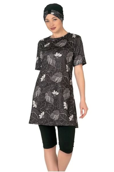 buHillco Fantasy Women's Leaf Patterned Semi Hijab Swimsuit