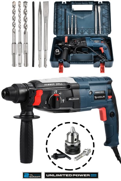 ASSUR PLUS Assur 850W Metal Şanzıman Darbeli Matkap Kırıcı Delici Hilti 2-28mm