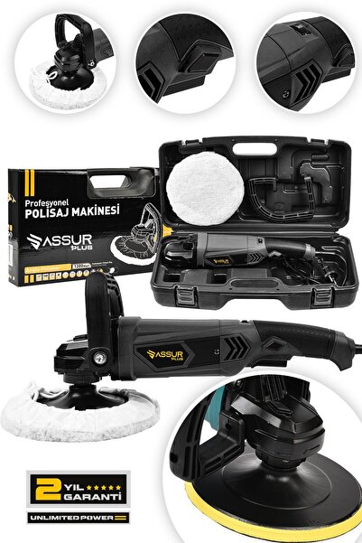 ASSUR 1200w Polisaj Makinesi Devir Ayarlı 6 Kademeli 180 mm Pasta Cila