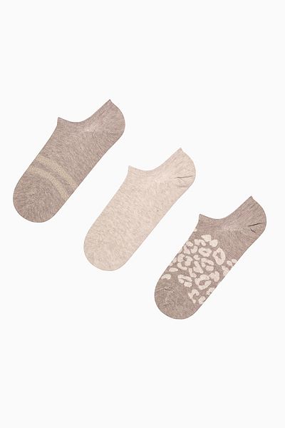 Penti Leopard Shiny Stripe 3-teilige Nej Melange Sneaker-Socken