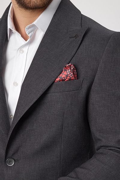 Frappoli Ανδρικό μπουφάν Classo Anthracite Slim Fit με μυτερό γιακά με αυτοσχεδιασμό