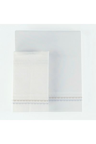 Bumble & Bird Embroidered Baby Bedding Set For Convertible Bed - 3pcs - Beige
