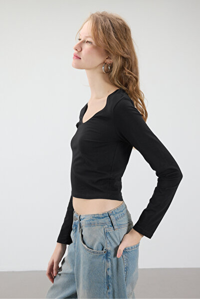 Addax U Yaka Uzun Kollu Basic Bluz B1657-t9