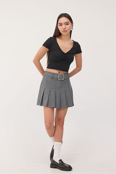 Addax V-Neck Short Sleeve Crop Blouse B1626-T8