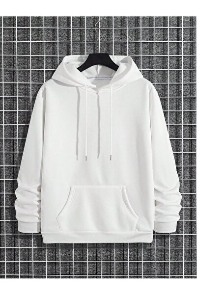 SILATU Unisex Siyah Düz Renk Kapüşonlu Sweatshirt