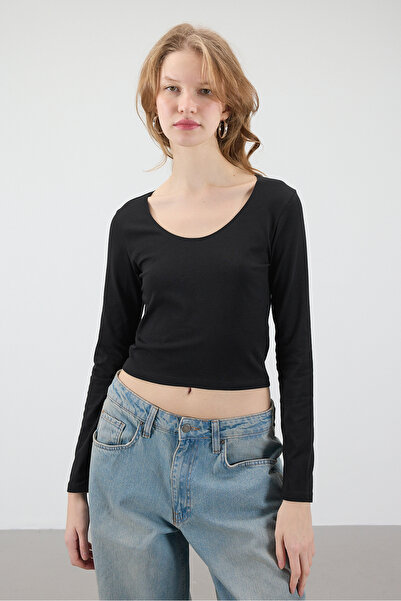 Addax U Yaka Uzun Kollu Basic Bluz B1657-t9