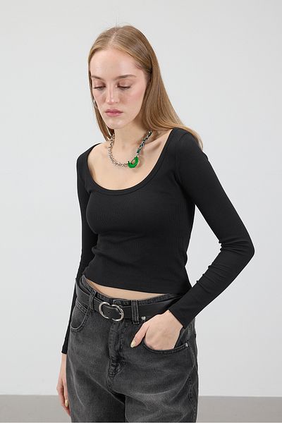 Addax U-Neck Long Sleeve Modal Blouse B13799-P4