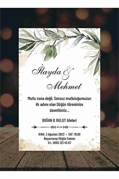 by-za davetiye (50 Adet ) Beyza Davetiyecilik Düğün Davetiyesi - Nişan & Kına Davetiyesi