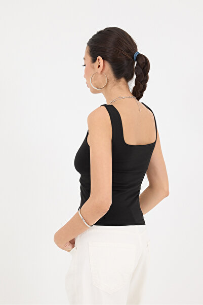 Addax Square Collar Thick Strap Tank Top - A1560-W13