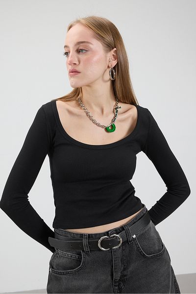 Addax U-Neck Long Sleeve Modal Blouse B13799-P4