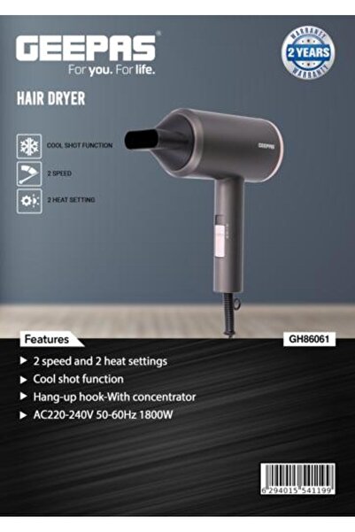 Geepas Hair Dryer, 1800W Cool Shot Function Dryer| Portable Elegant Hair Drye...