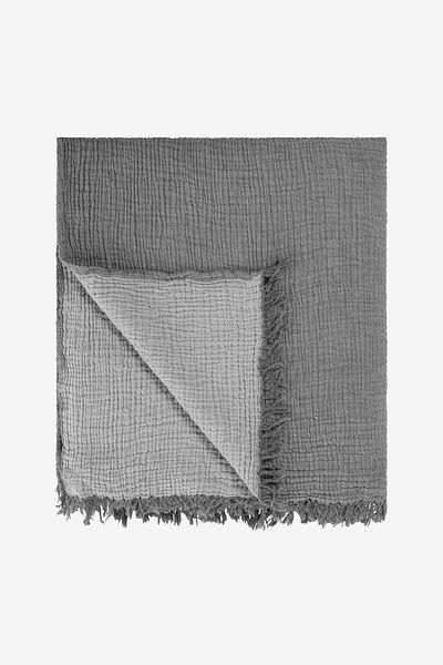 Barine Cocoon Cotton 4 Layer Muslin Bedspread Dark Grey / Light Grey 200X220