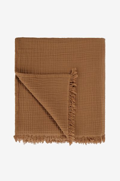 Barine Кувертюра за легло Cocoon от памучен муселин - 4 слоя, кафява 240x260