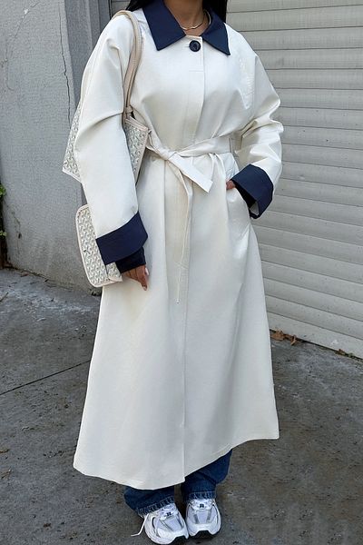 Eyyo Carolina Cream Trench Coat - Ate-2034