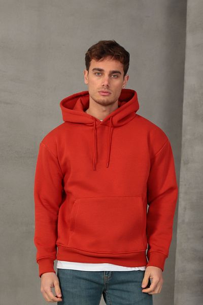 COTTONLAB Hanorac de bază cu glugă, unisex, cu tăietură largă, din bumbac, texturat moale, cu fleece în interior