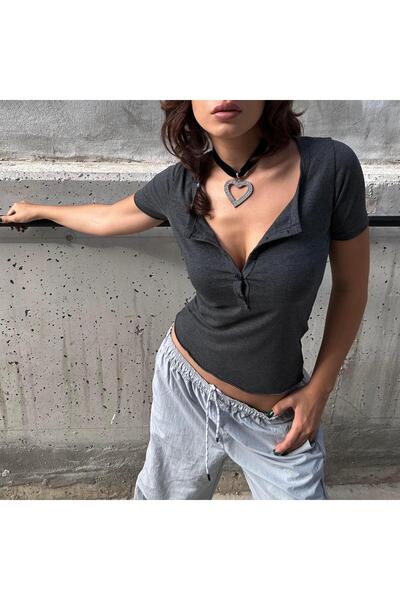 Köstebek Μπλουζάκι με μισό γιακά με καπνιστό κουμπί