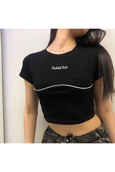 Köstebek Rokbb Kob - Short Sleeve Crop with Black Stripe Detail