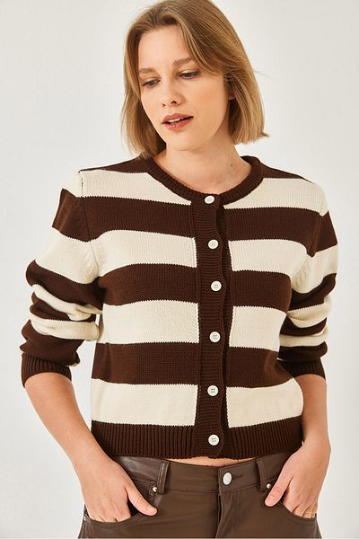 Bianco Lucci Women's Striped Knitwear Cardigan 20246868