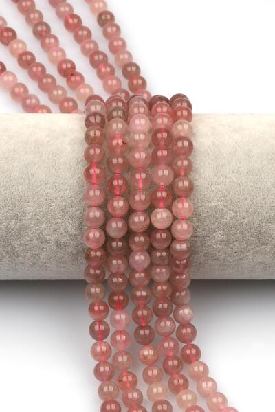 Alibaba Doğaltaş Madagaskar Pembe Kuvars Doğaltaş Dizi 6 mm Küre Kesim