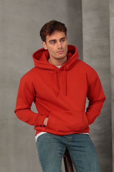 COTTONLAB Hanorac de bază cu glugă, unisex, cu tăietură largă, din bumbac, texturat moale, cu fleece în interior