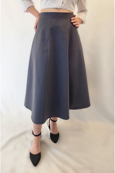 YAXİ Gray Six Pieces Woven Maxi Bell Skirt