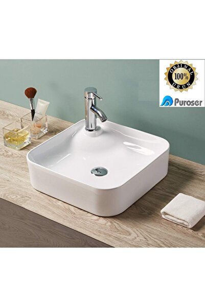 PUROSER Gökceada Kare Tezgah Üstü Çanak Lavabo