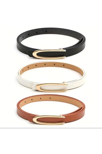 Descoin مجموعة من 3 أحزمة نسائية أنيقة بإبزيم ذهبي، وحزام فستان، وحزام معطف،