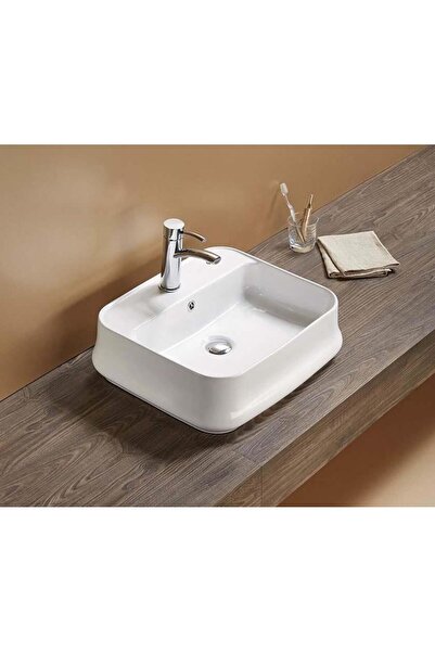 PUROSER Pergamon Kare Batarya Delikli Tezgah Üstü Çanak Lavabo