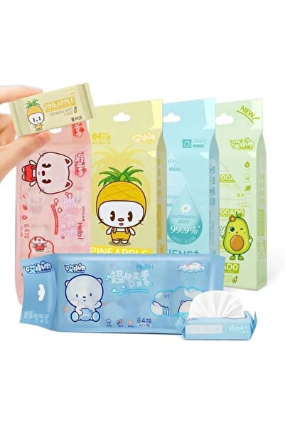 Genel Markalar Islak Mendil 8'li Mini Paket Çanta İçi Cep Islak Mendil