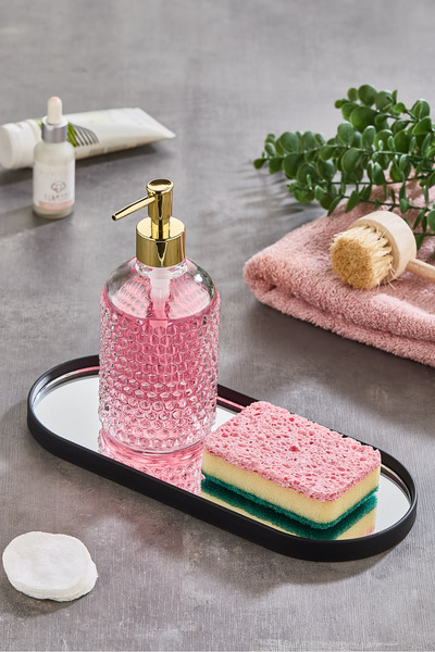 Leila Black Presentation Holder - Oval Mirrored, 12X30 Catering, Coffee and Tea Presentation