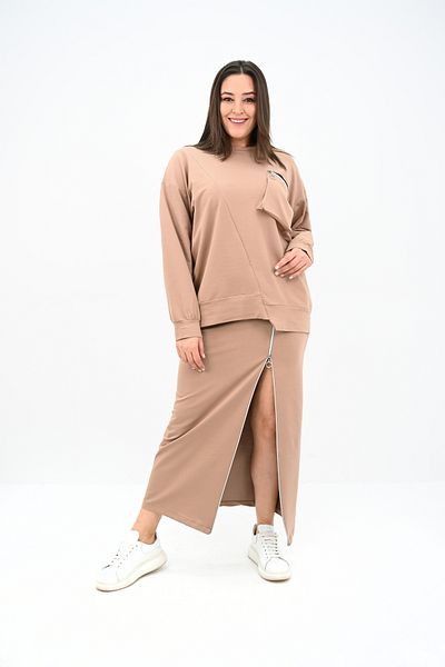 Koza Butik Γυναικείο Σετ Φούστα με φερμουάρ Plus Size 8159-25