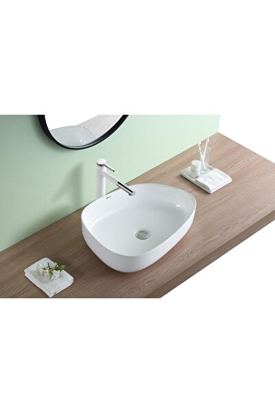 Genel Markalar Troya Beyaz Tezgah Üstü Seramik Lavabo