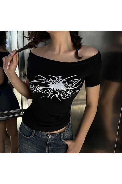 Köstebek Cultură cu mânecă scurtă, Black Widow, fără umăr