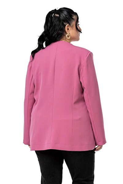 DISENTIS MODEST Μεγάλο μέγεθος με επικάλυψη με κουμπιά, διακοσμητικό κάλυμμα τσέπης, με επένδυση Dusty Rose Jacket