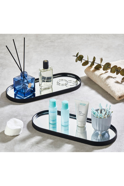 Leila Black Presentation Holder - Oval Mirrored, 12X30 Catering, Coffee and Tea Presentation