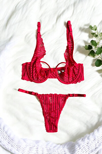 BLİSS WEAR FASHION Kadın Desenli Balenli Sütyen İç Çamaşırı Takımı