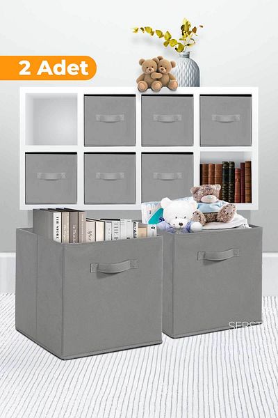Serstil 2 Pieces Foldable Storage Box - Wardrobe Laundry Toy Organizer 30X30X30Cm Anthracite