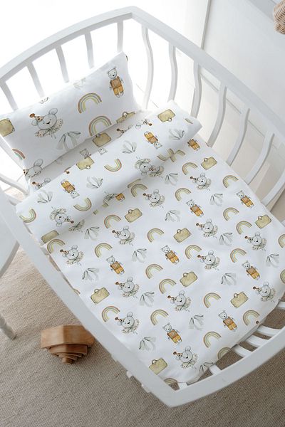 Tuğba Kuğu Mother's Side Crib Duvet Cover Set (60X100) - Iconic Series - Antique Teddy Bear