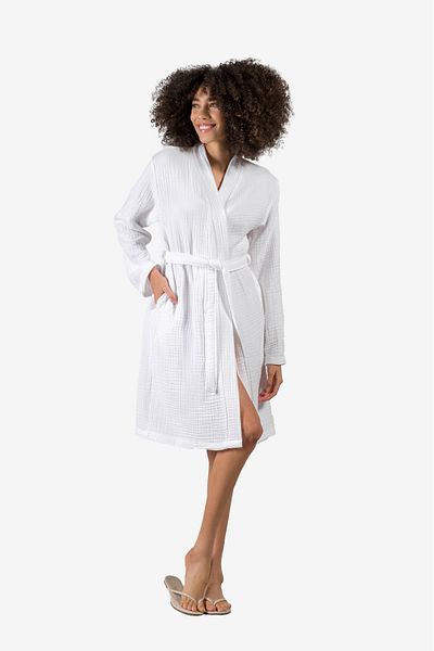 Barine White Cocoon Cotton Bathrobe