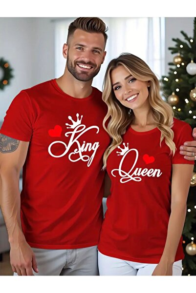 caddekombin King Quen Štampano Dvostruka kombinacija Pamuk Okrugli izrez crve...