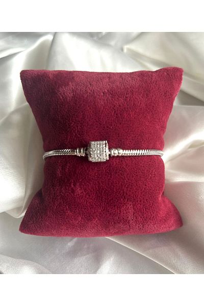LUZ Silver Cylinder Charm Clip Bracelet