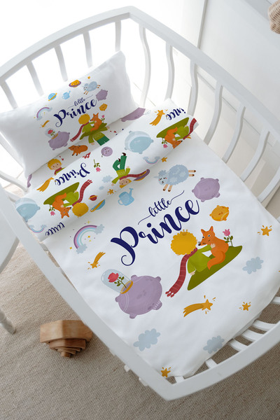 Tuğba Kuğu Anne Yanı Beşik Nevresim Takımı (60x100) - For Baby Serisi - Küçük...